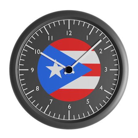 Wall clock with the flag of Puerto Rico  3D Icon