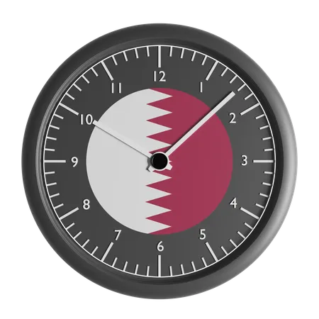 Wall clock with the flag of Qatar  3D Icon