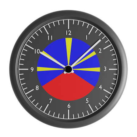 Wall clock with the flag of Reunion Radiant Volcano  3D Icon