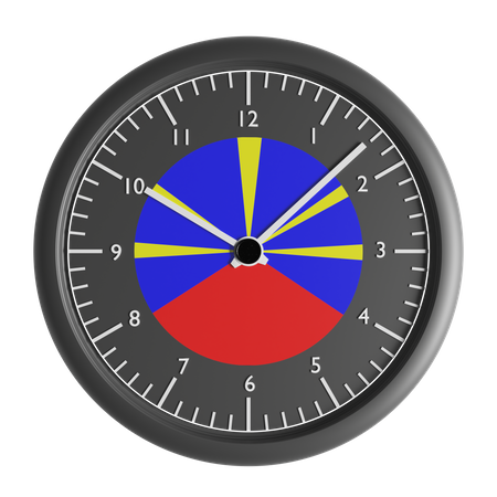 Wall clock with the flag of Reunion Radiant Volcano 3D Icon