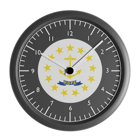 Wall clock with the flag of Rhode Island  3D Icon