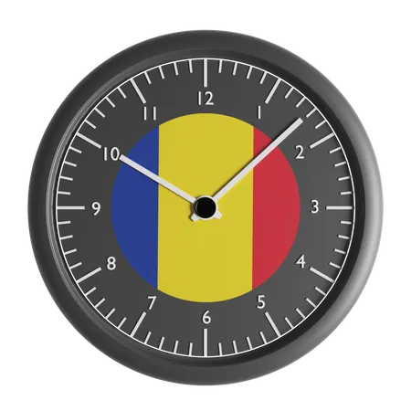 Wall clock with the flag of Romania  3D Icon