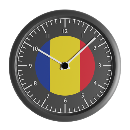 Wall clock with the flag of Romania  3D Icon