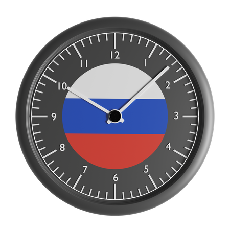 Wall clock with the flag of Russia  3D Icon