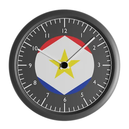 Wall clock with the flag of Saba  3D Icon