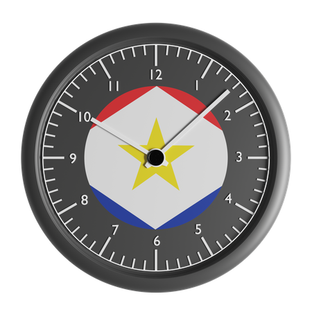 Wall clock with the flag of Saba  3D Icon