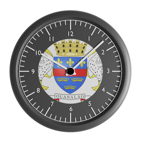 Wall clock with the flag of Saint Barthelemy  3D Icon
