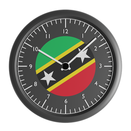 Wall clock with the flag of Saint Kitts and Nevis  3D Icon