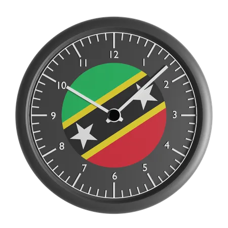 Wall clock with the flag of Saint Kitts and Nevis  3D Icon