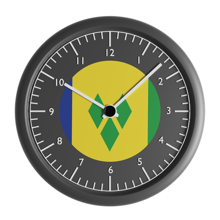 Wall clock with the flag of Saint Vincent and the Grenadines  3D Icon