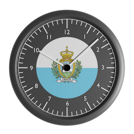Wall clock with the flag of San Marino  3D Icon