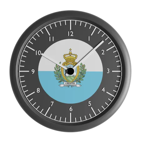 Wall clock with the flag of San Marino  3D Icon