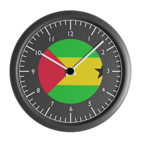 Wall clock with the flag of Sao Tome and Principe  3D Icon