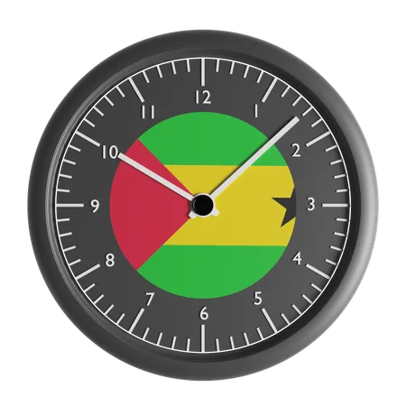 Wall clock with the flag of Sao Tome and Principe  3D Icon