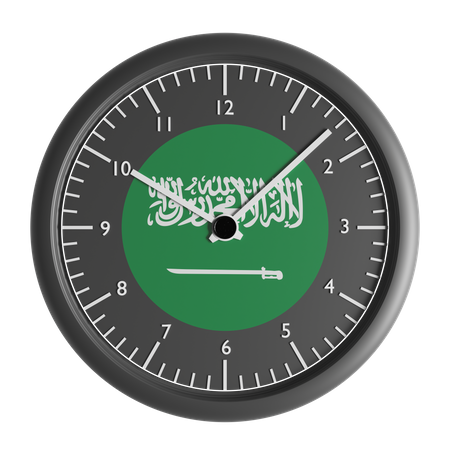 Wall clock with the flag of Saudi Arabia  3D Icon