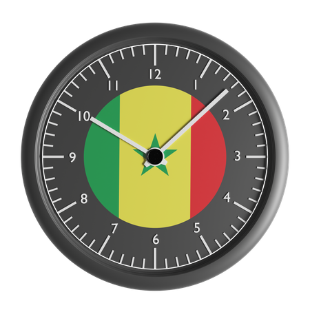 Wall clock with the flag of Senegal  3D Icon