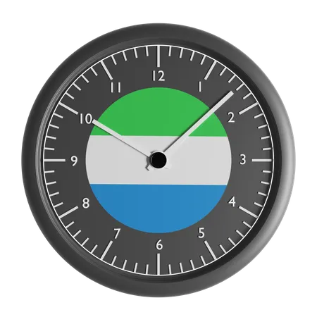 Wall clock with the flag of Sierra Leone  3D Icon