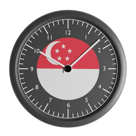 Wall clock with the flag of Singapore  3D Icon