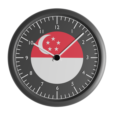 Wall clock with the flag of Singapore  3D Icon