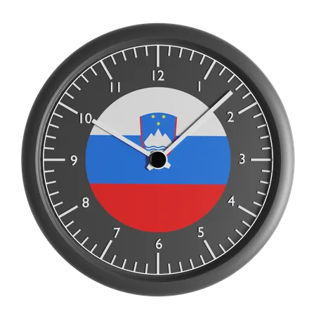 Wall clock with the flag of Slovenia  3D Icon