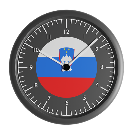 Wall clock with the flag of Slovenia  3D Icon