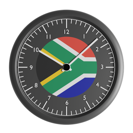Wall clock with the flag of South Africa  3D Icon