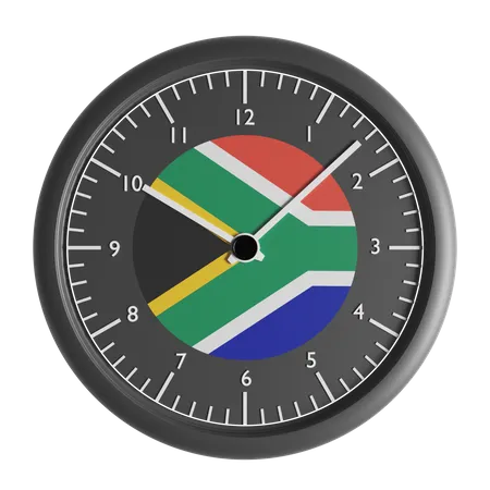 Wall clock with the flag of South Africa  3D Icon