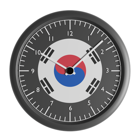 Wall clock with the flag of South Korea  3D Icon