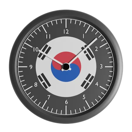 Wall clock with the flag of South Korea  3D Icon