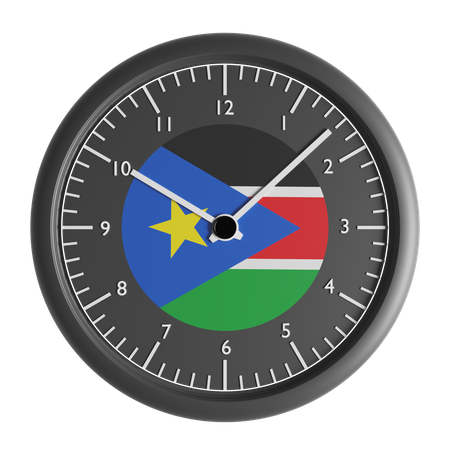 Wall clock with the flag of South Sudan  3D Icon