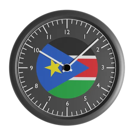 Wall clock with the flag of South Sudan  3D Icon