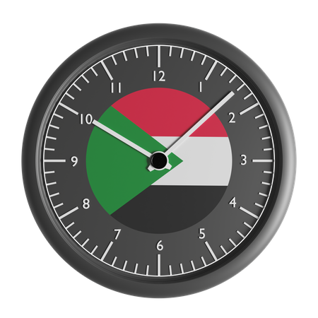 Wall clock with the flag of Sudan  3D Icon