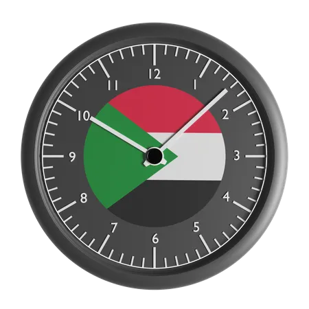Wall clock with the flag of Sudan  3D Icon