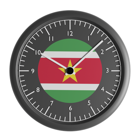 Wall clock with the flag of Suriname  3D Icon
