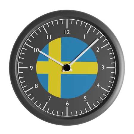 Wall clock with the flag of Sweden  3D Icon