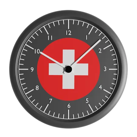Wall clock with the flag of Switzerland  3D Icon