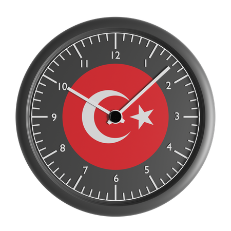 Wall clock with the flag of Turkey  3D Icon