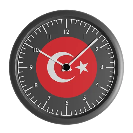 Wall clock with the flag of Turkey  3D Icon