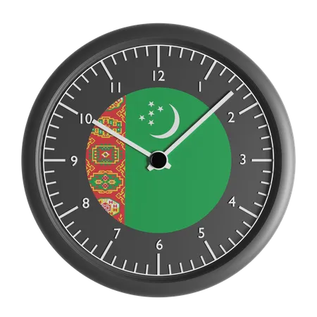 Wall clock with the flag of Turkmenistan  3D Icon