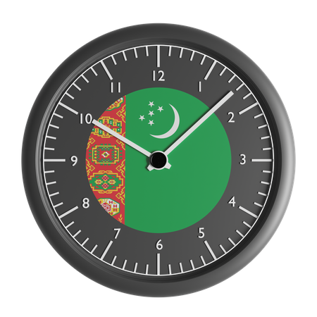 Wall clock with the flag of Turkmenistan  3D Icon