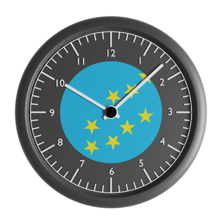 Wall clock with the flag of Tuvalu  3D Icon