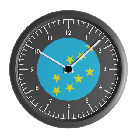 Wall clock with the flag of Tuvalu  3D Icon