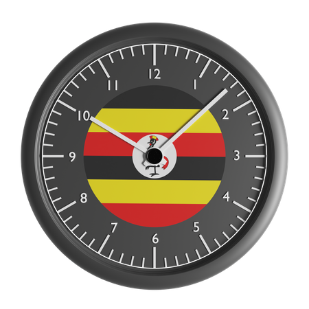 Wall clock with the flag of Uganda  3D Icon