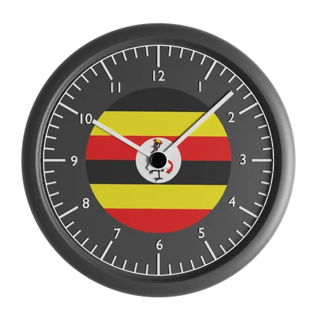 Wall clock with the flag of Uganda  3D Icon