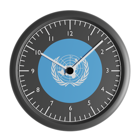 Wall clock with the flag of United Nations  3D Icon