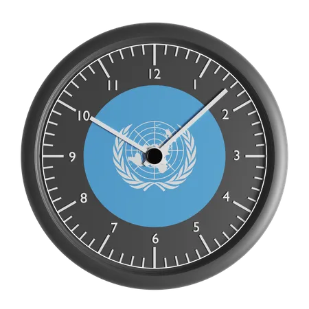 Wall clock with the flag of United Nations  3D Icon