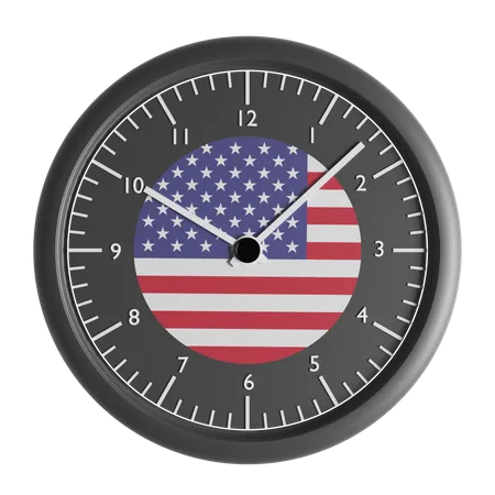 Wall clock with the flag of United States  3D Icon