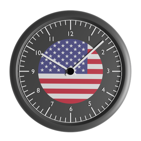 Wall clock with the flag of United States  3D Icon