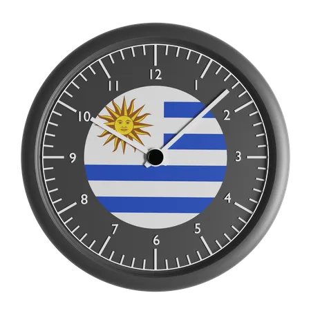 Wall clock with the flag of Uruguay  3D Icon