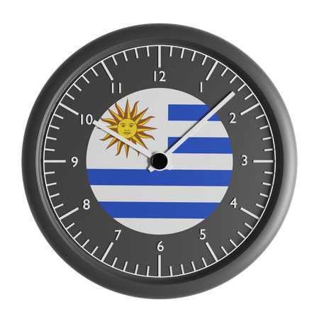 Wall clock with the flag of Uruguay  3D Icon